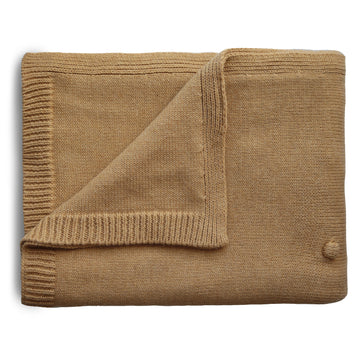 Knit dekentje dots - mustard melange - Mushie